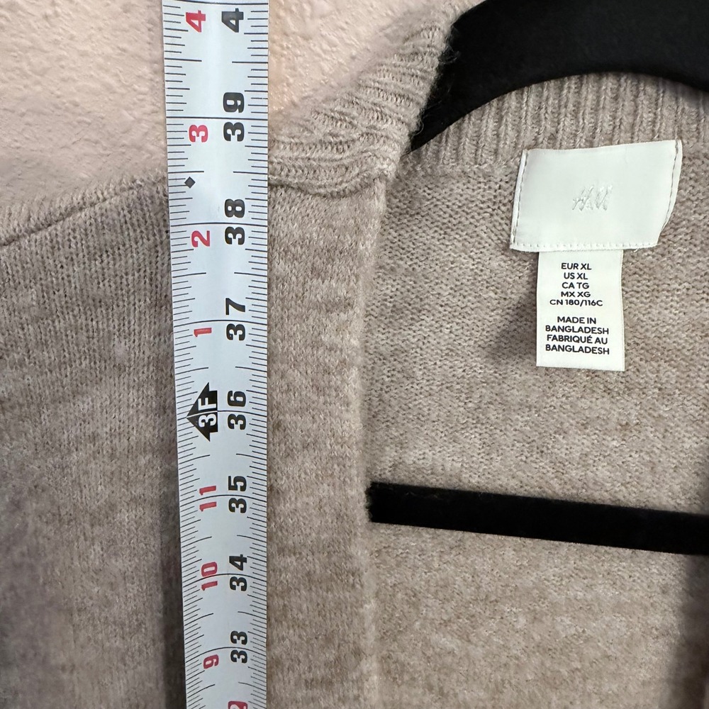 HM Womens XL Beige Open Front Cardigan Sweater Long Sleeve Knit 0863595 8 - Picture 6 of 6